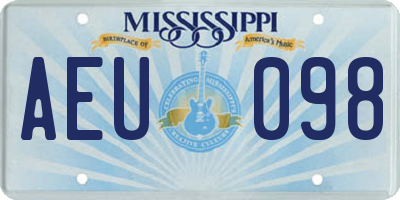 MS license plate AEU098
