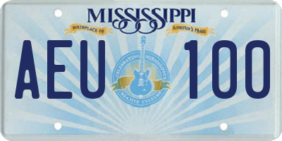 MS license plate AEU100