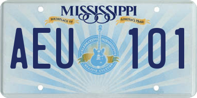 MS license plate AEU101