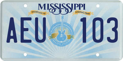 MS license plate AEU103