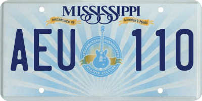 MS license plate AEU110