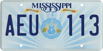 MS license plate AEU113