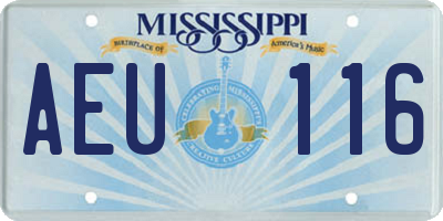 MS license plate AEU116