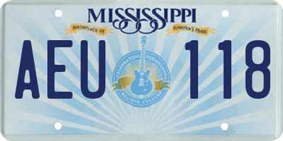 MS license plate AEU118