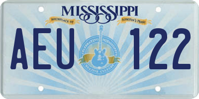 MS license plate AEU122