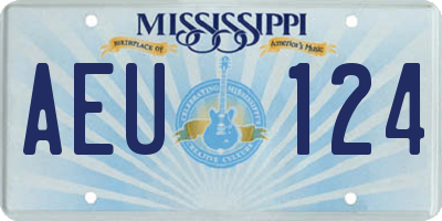 MS license plate AEU124