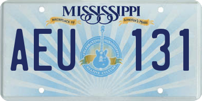 MS license plate AEU131