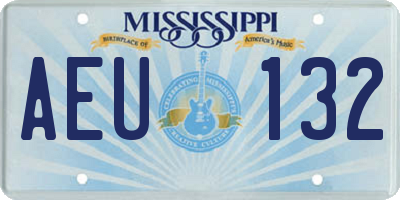 MS license plate AEU132