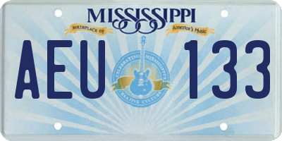 MS license plate AEU133