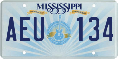 MS license plate AEU134