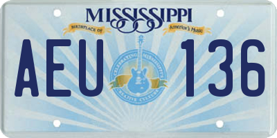 MS license plate AEU136