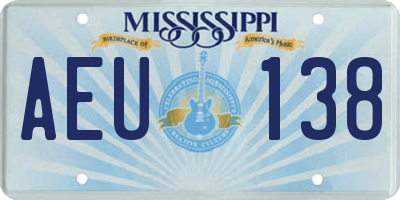 MS license plate AEU138