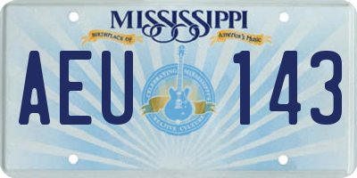 MS license plate AEU143