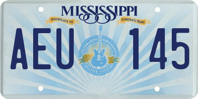 MS license plate AEU145