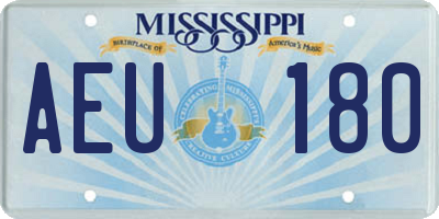 MS license plate AEU180