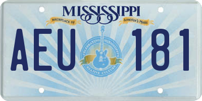 MS license plate AEU181