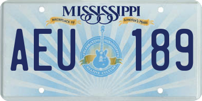 MS license plate AEU189
