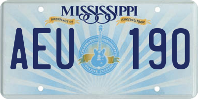 MS license plate AEU190
