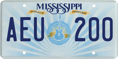 MS license plate AEU200