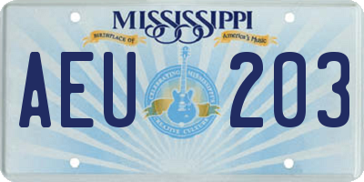 MS license plate AEU203