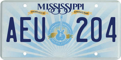 MS license plate AEU204