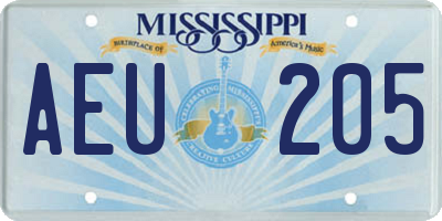 MS license plate AEU205