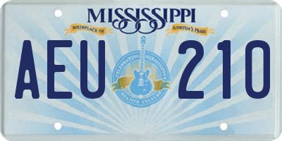 MS license plate AEU210
