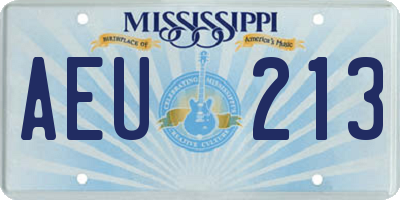 MS license plate AEU213