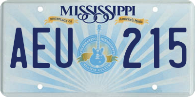 MS license plate AEU215