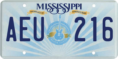 MS license plate AEU216