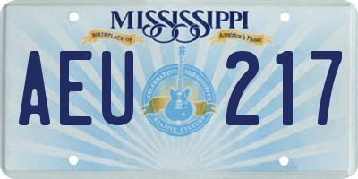 MS license plate AEU217