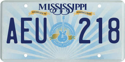 MS license plate AEU218
