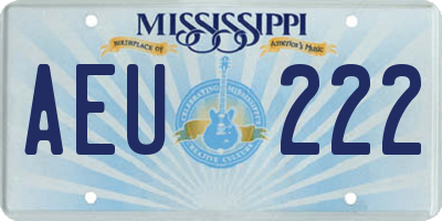 MS license plate AEU222