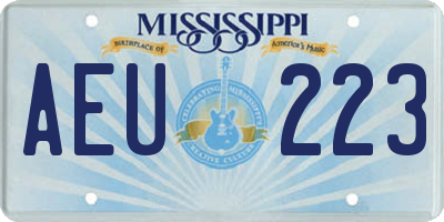 MS license plate AEU223