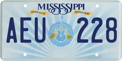 MS license plate AEU228