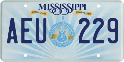 MS license plate AEU229