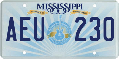 MS license plate AEU230
