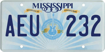 MS license plate AEU232