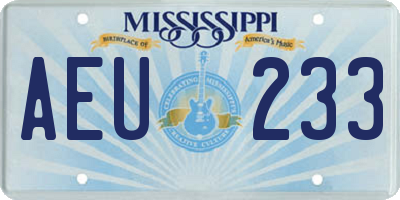 MS license plate AEU233