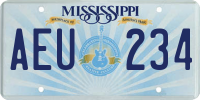 MS license plate AEU234