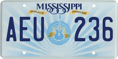 MS license plate AEU236