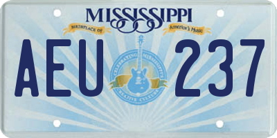 MS license plate AEU237