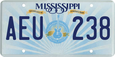 MS license plate AEU238