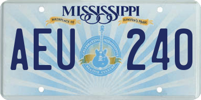MS license plate AEU240