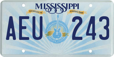 MS license plate AEU243
