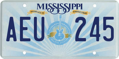 MS license plate AEU245