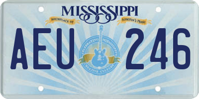 MS license plate AEU246