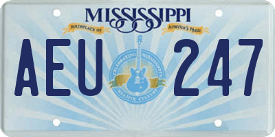MS license plate AEU247