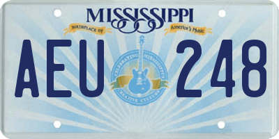 MS license plate AEU248