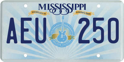 MS license plate AEU250